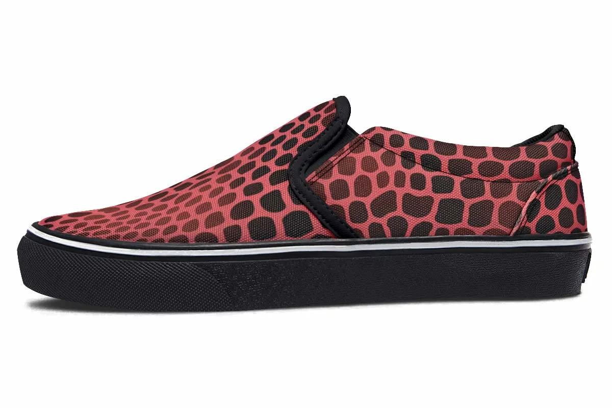 Pink Reptile Design Slip-On Shoes