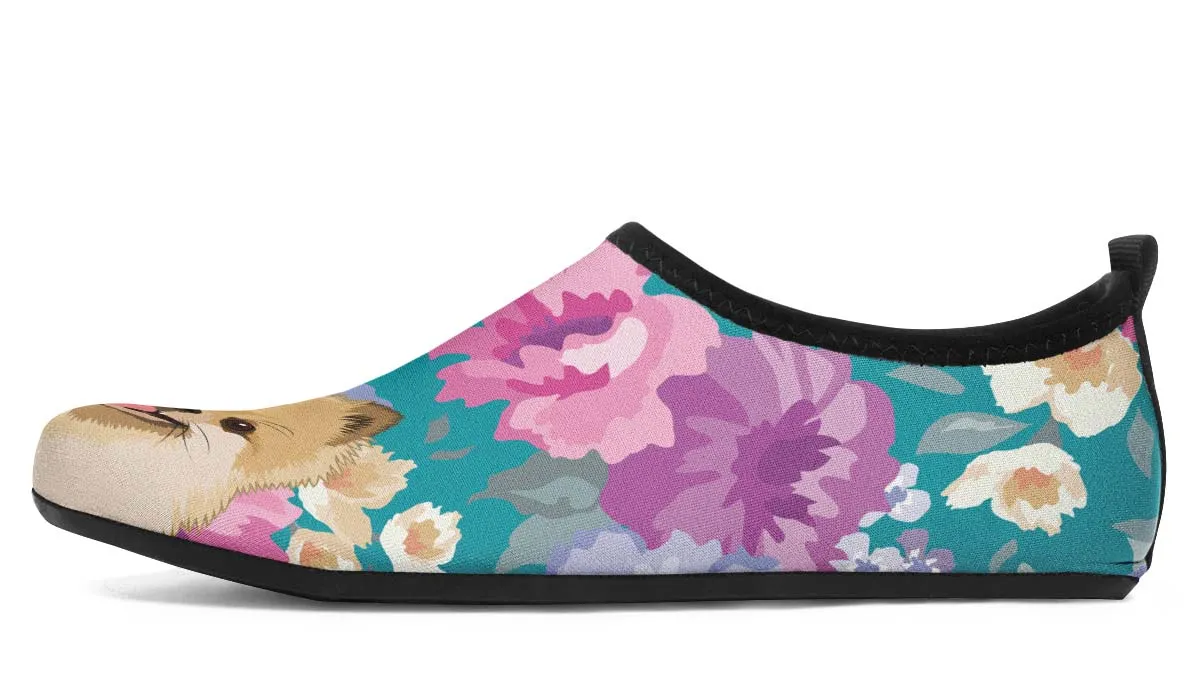 Pomeranian Dog Portrait Aqua Barefoot Shoes