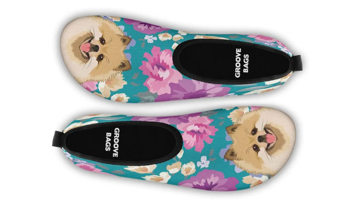 Pomeranian Dog Portrait Aqua Barefoot Shoes