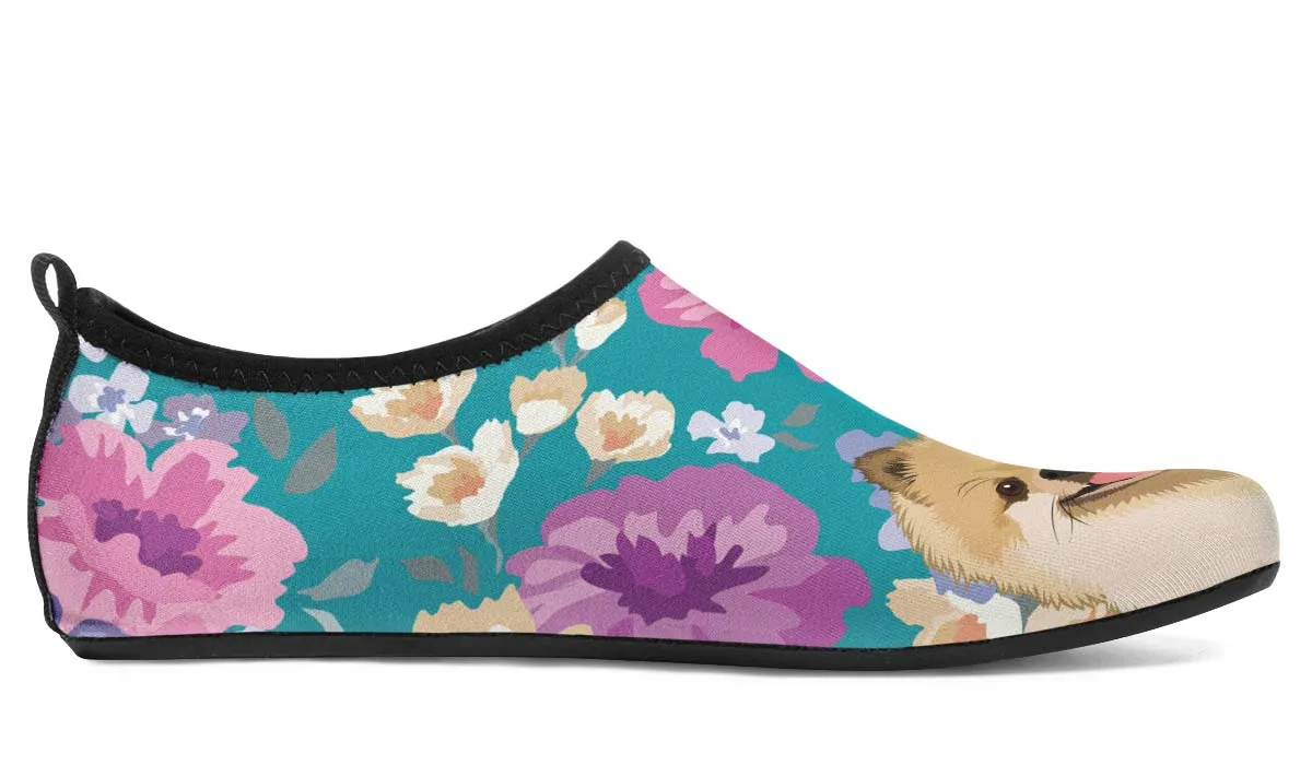 Pomeranian Dog Portrait Aqua Barefoot Shoes