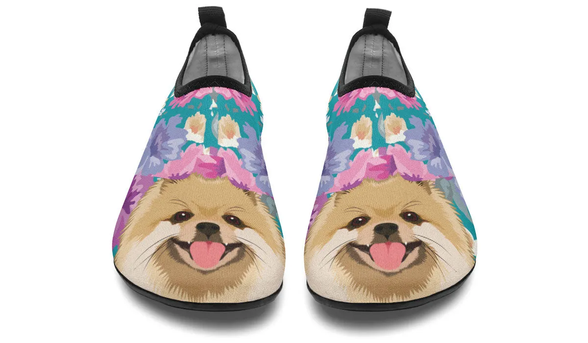 Pomeranian Dog Portrait Athletic Aqua Barefoot Shoes