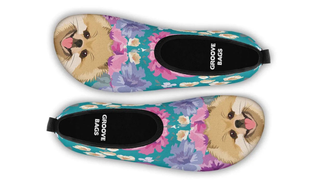 Pomeranian Dog Portrait Athletic Aqua Barefoot Shoes