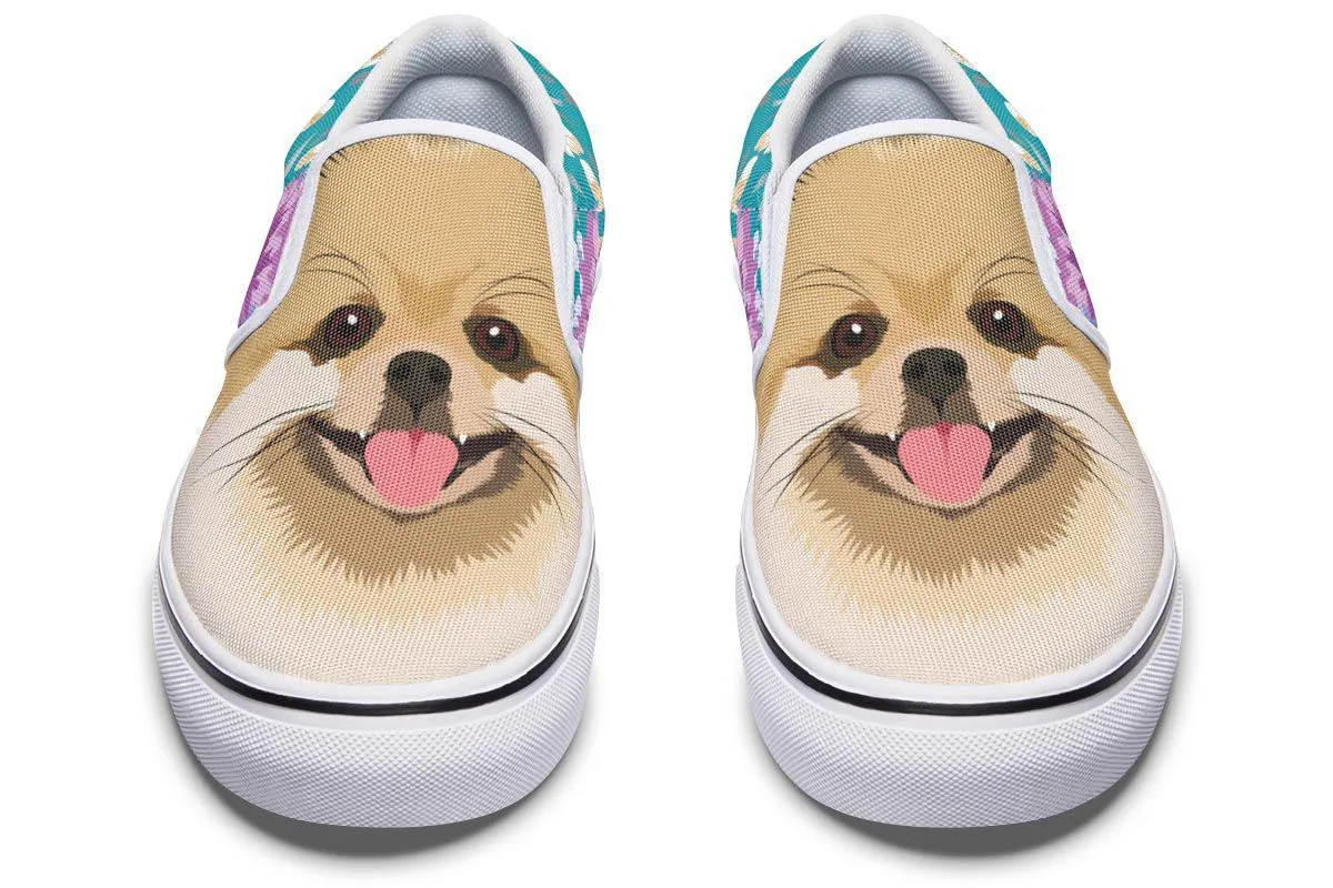 Pomeranian Dog Portrait Slip-On Shoes