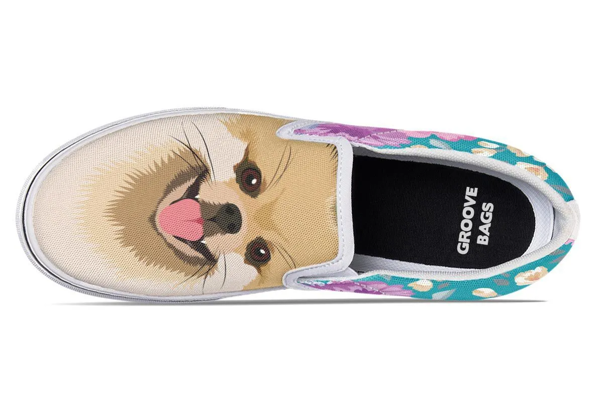 Pomeranian Dog Portrait Slip-On Shoes