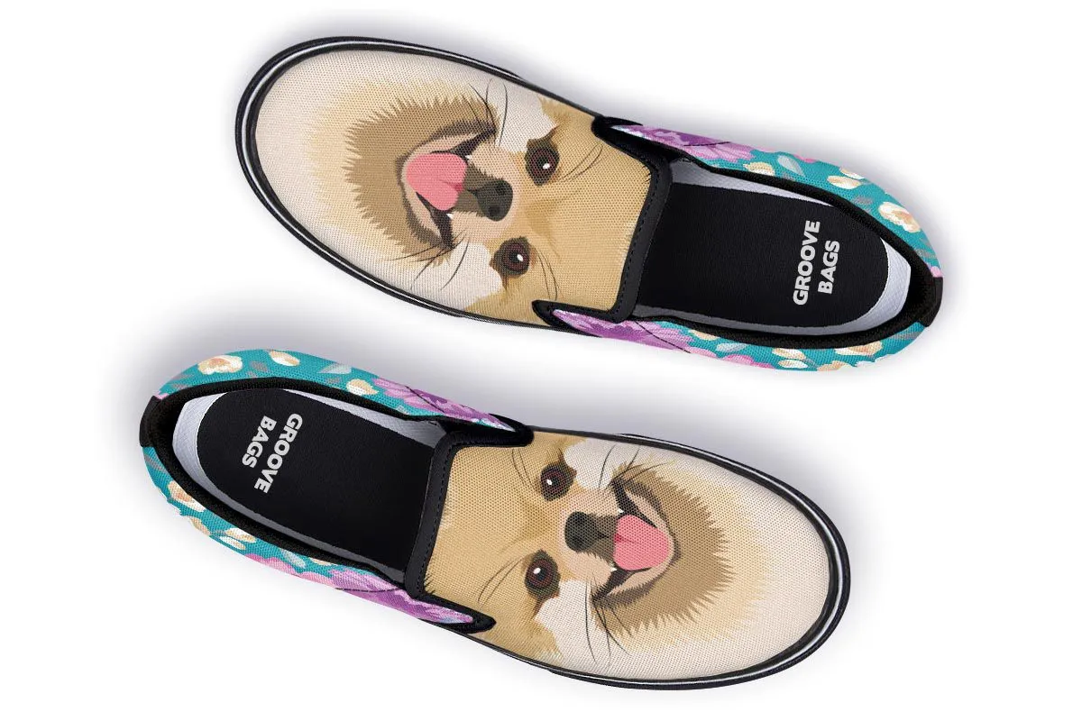 Pomeranian Dog Portrait Slip-On Shoes