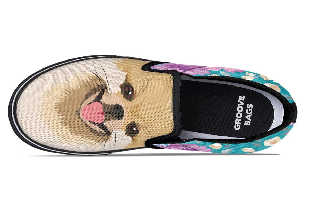 Pomeranian Dog Portrait Slip-On Shoes