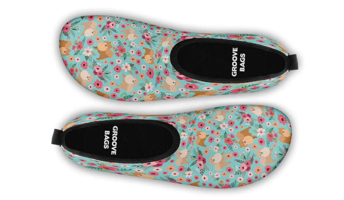 Pomeranian Flower Aqua Barefoot Shoes