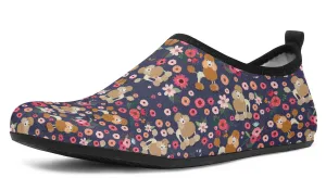 Poodle Flower Blue Aqua Barefoot Shoes
