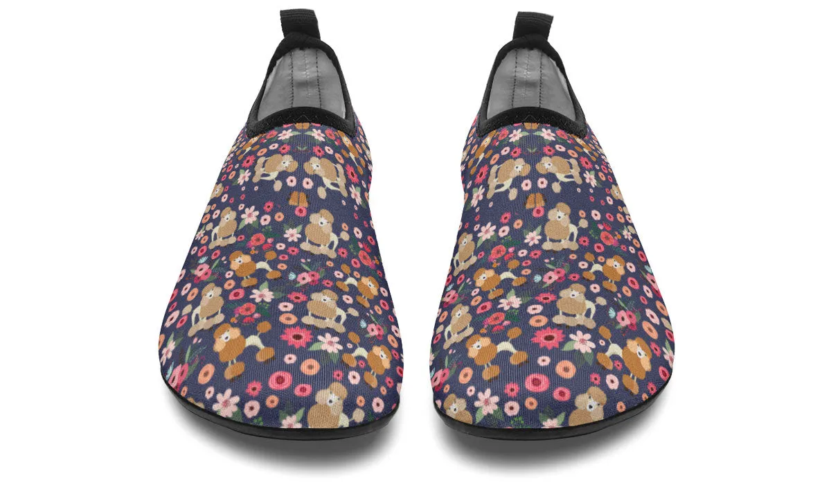 Poodle Flower Blue Aqua Barefoot Shoes