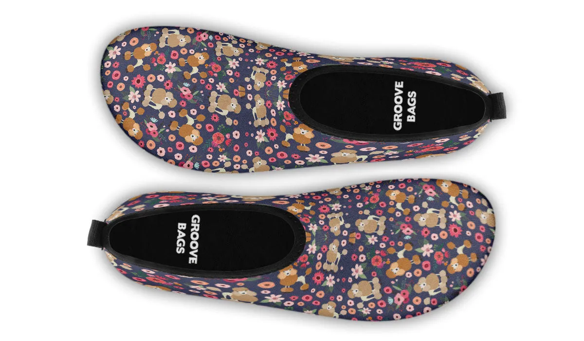 Poodle Flower Blue Aqua Barefoot Shoes