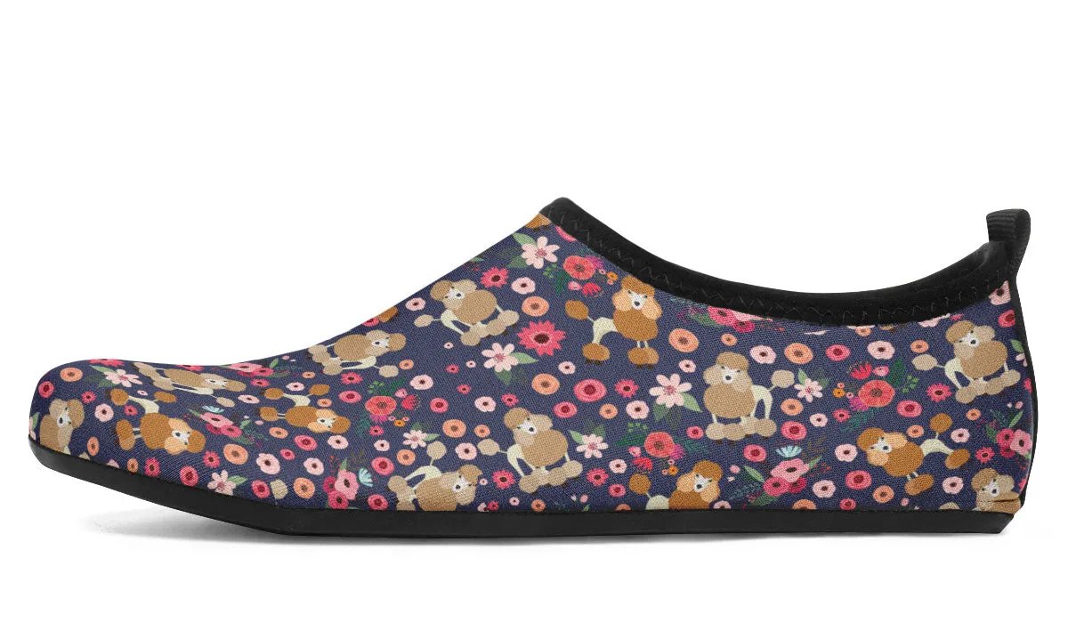 Poodle Flower Blue Aqua Barefoot Shoes