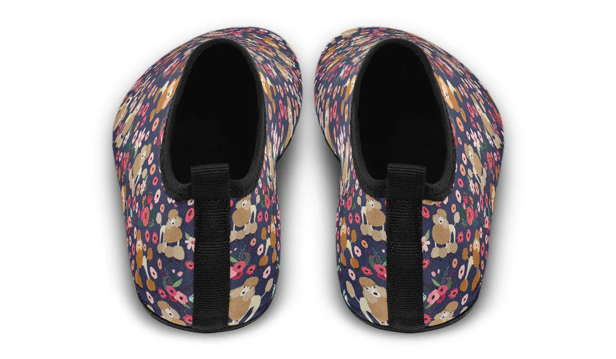 Poodle Flower Blue Aqua Barefoot Shoes