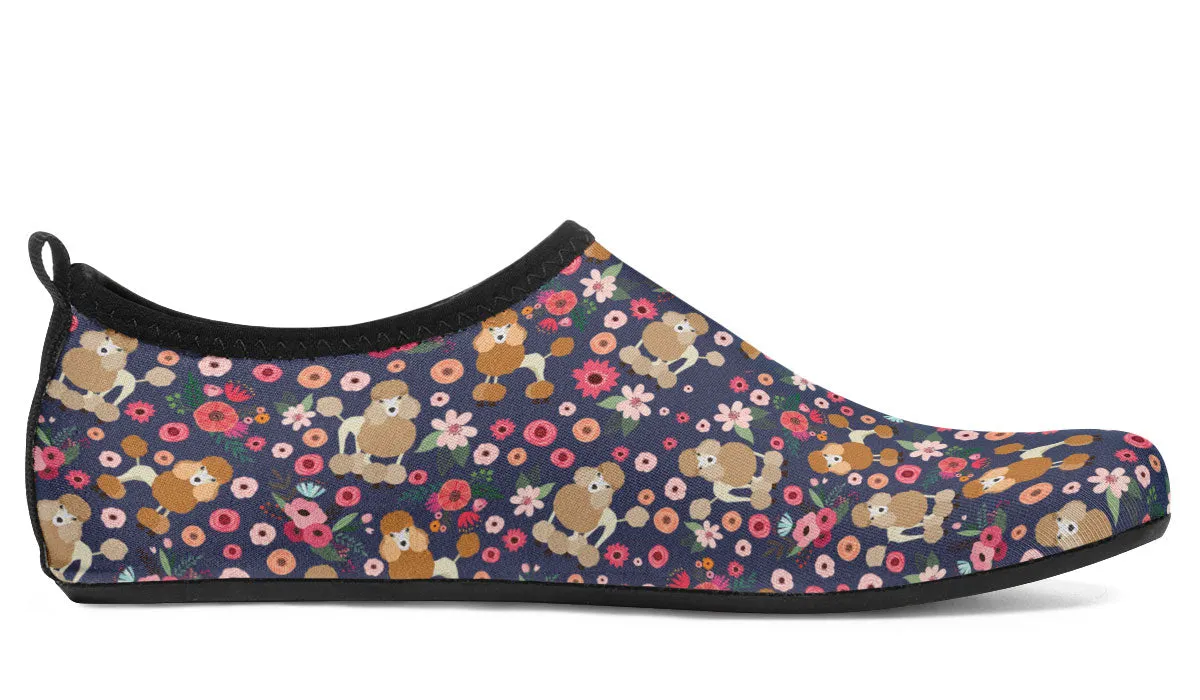 Poodle Flower Blue Aqua Barefoot Shoes