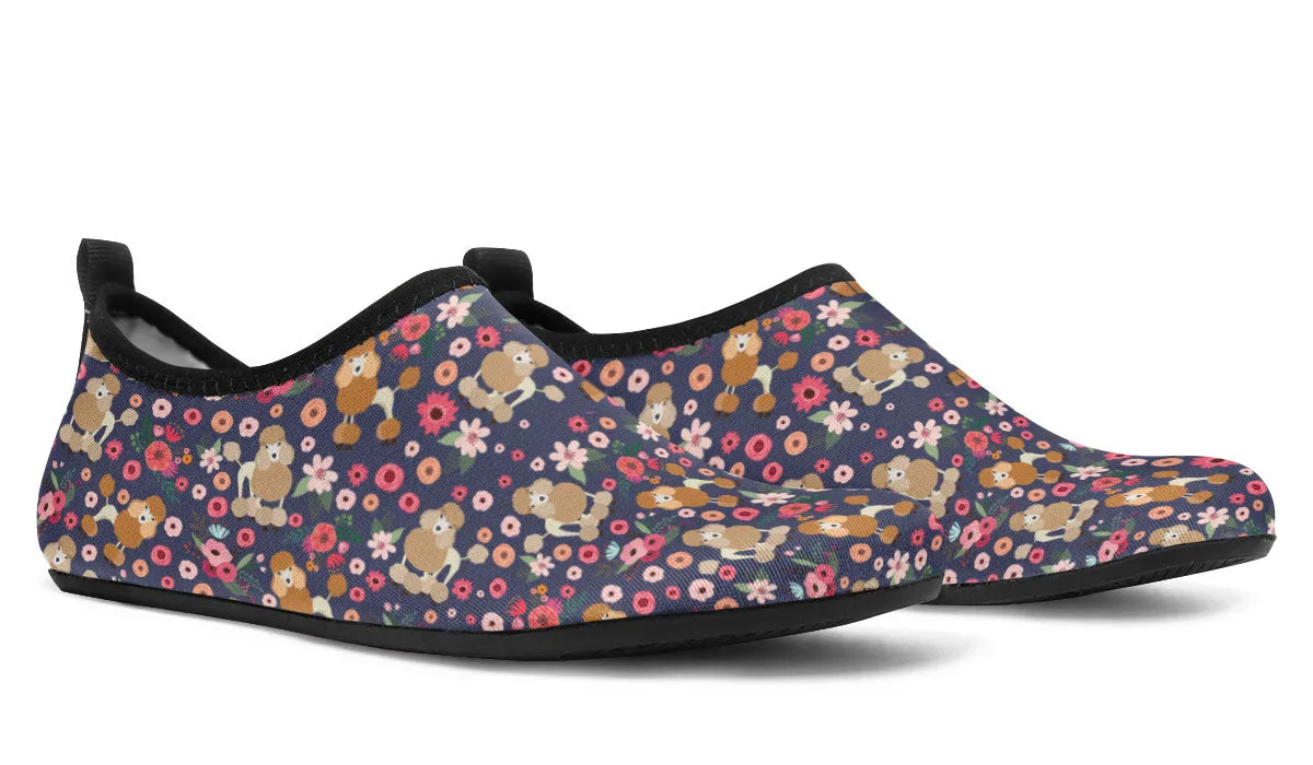 Poodle Flower Blue Aqua Barefoot Shoes