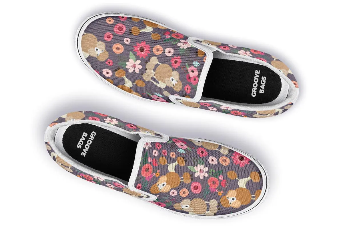 Poodle Flower Slip-On Shoes