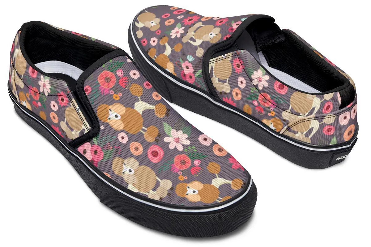 Poodle Flower Slip-On Shoes