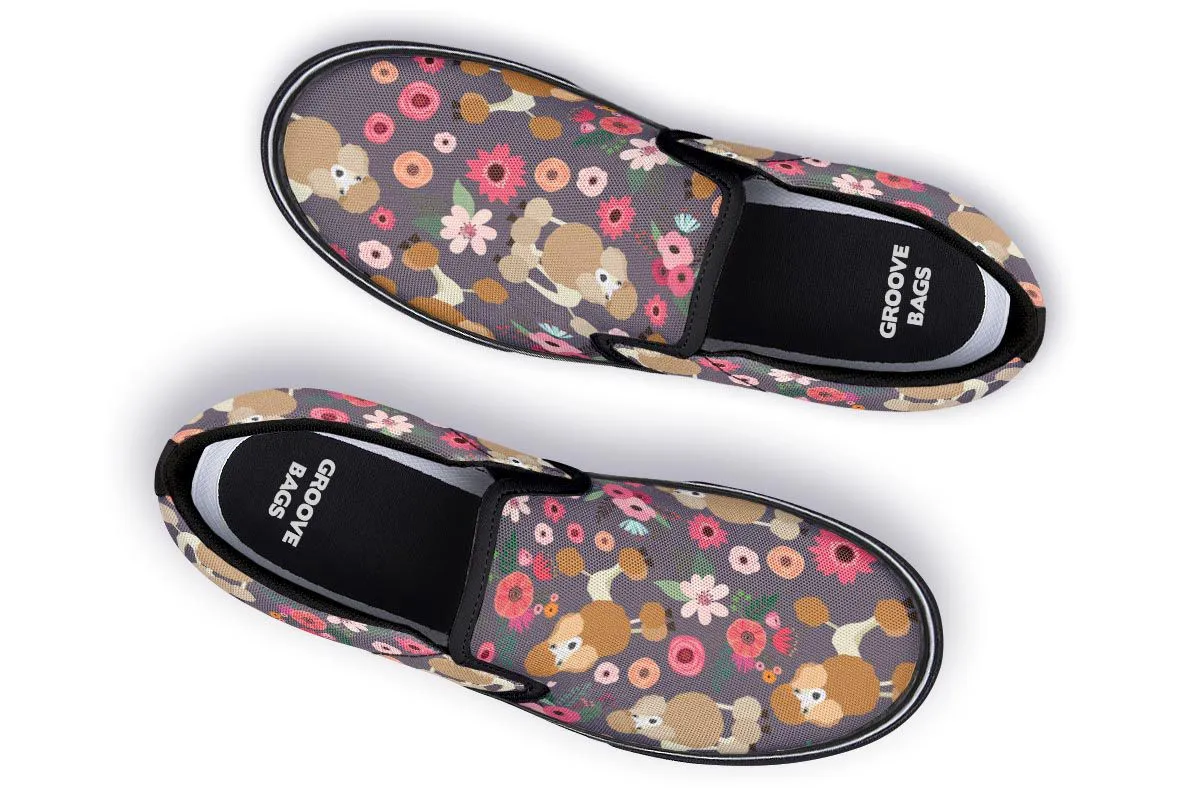 Poodle Flower Slip-On Shoes