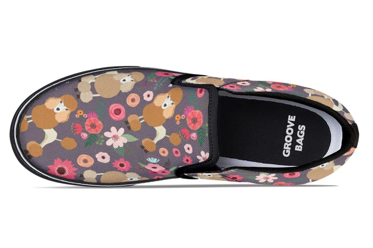 Poodle Flower Slip-On Shoes