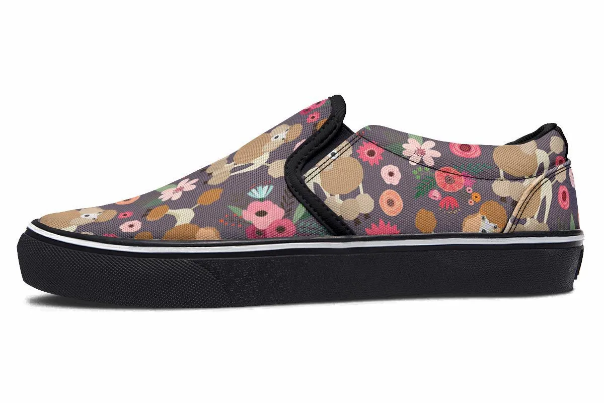 Poodle Flower Slip-On Shoes