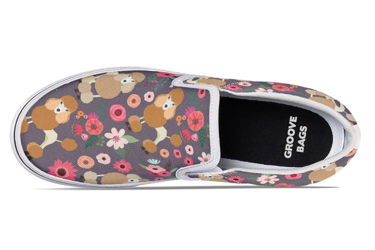 Poodle Flower Slip-On Shoes