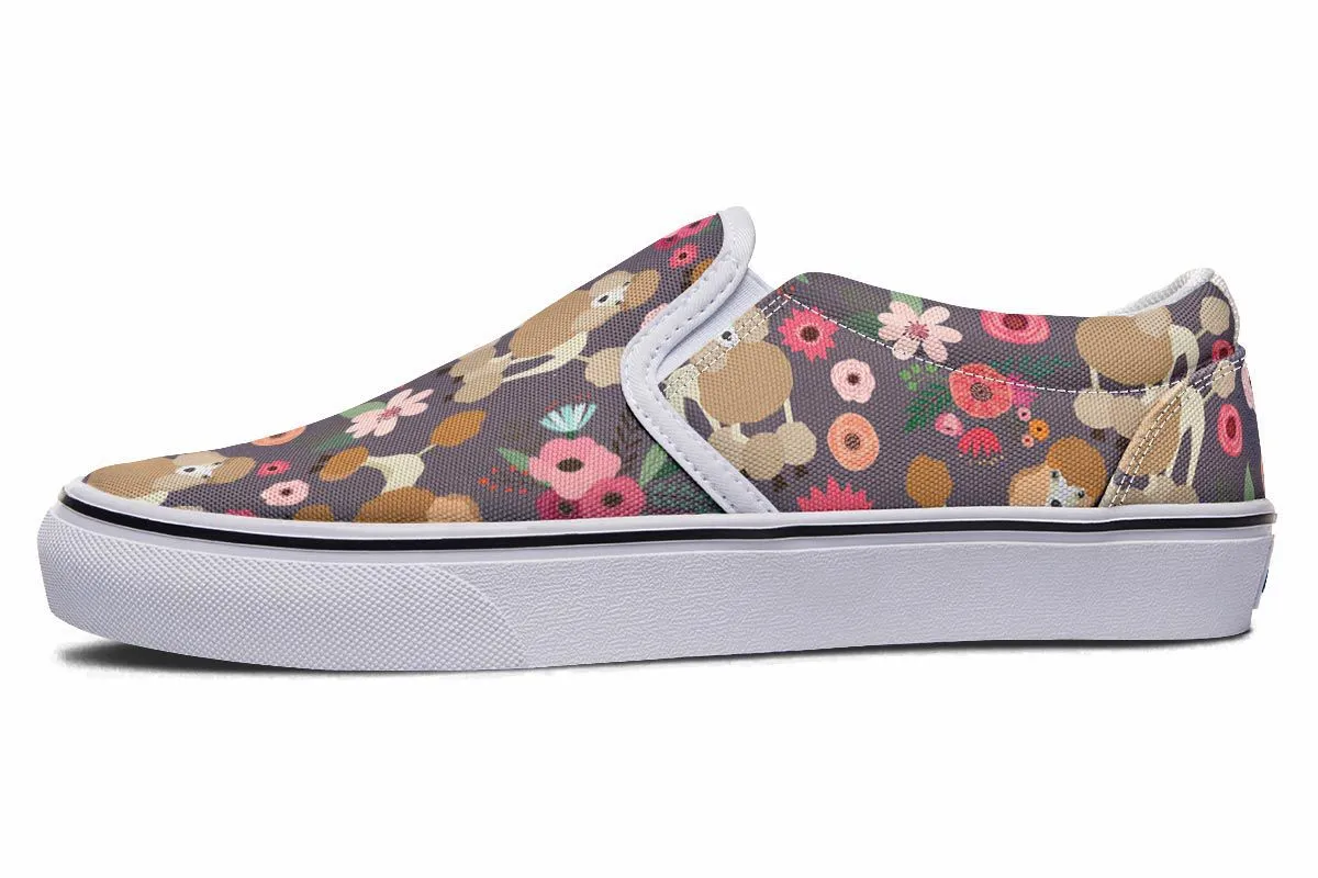 Poodle Flower Slip-On Shoes