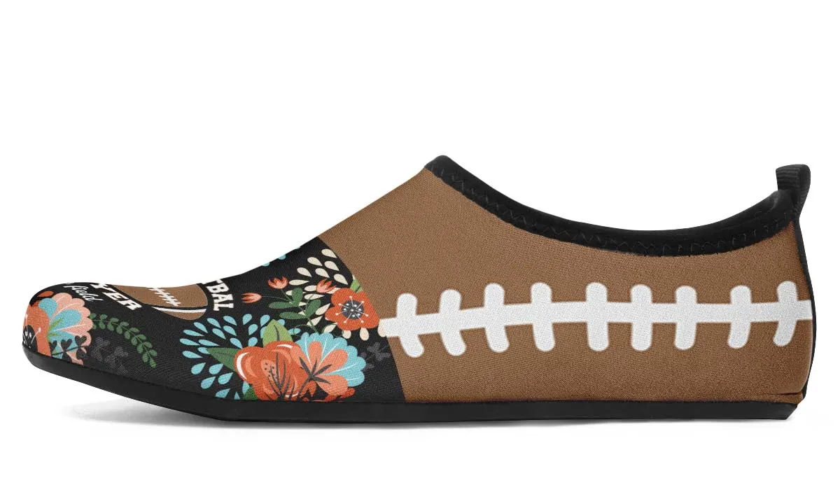 Proud Football Mom Aqua Barefoot Shoes