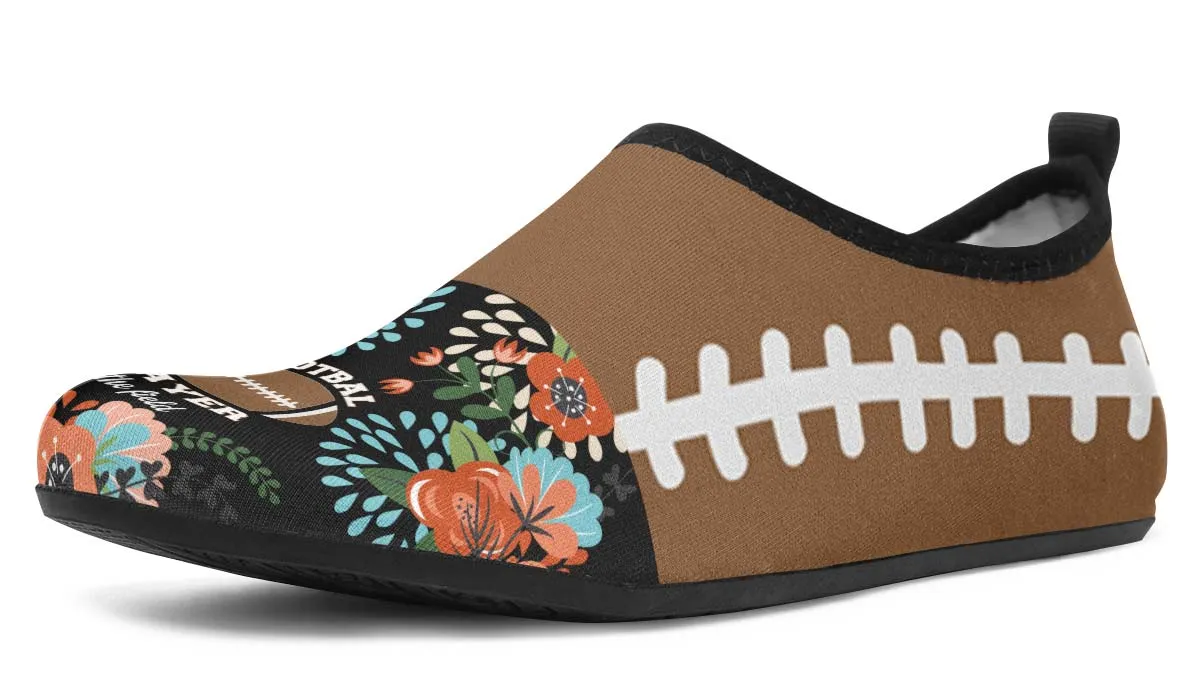 Proud Football Mom Aqua Barefoot Shoes