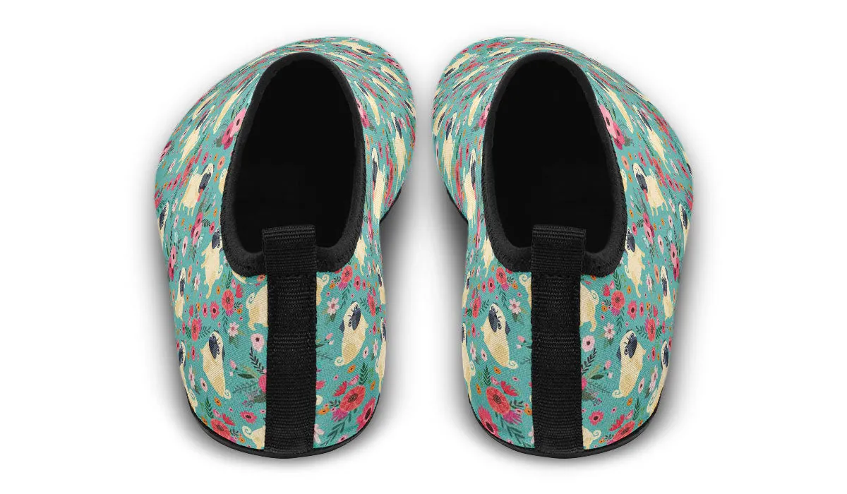 Pug Flower Aqua Barefoot Shoes