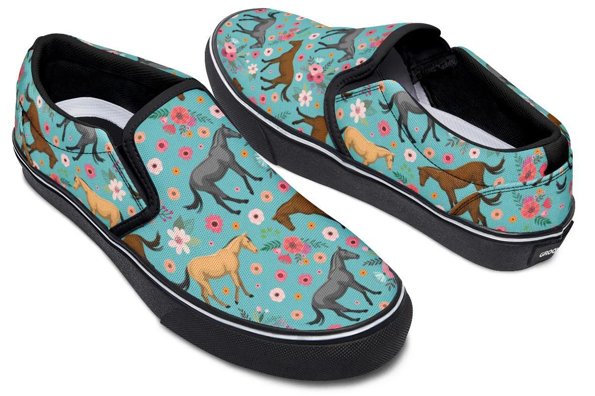 Quarter Horse Flower Slip-On Shoes