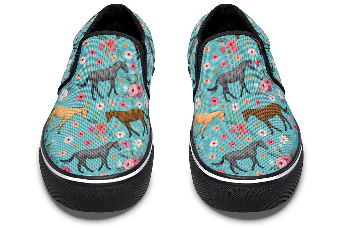 Quarter Horse Flower Slip-On Shoes