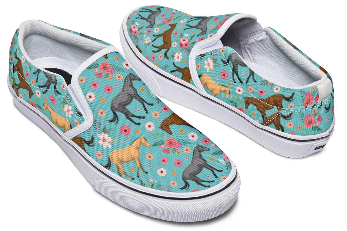 Quarter Horse Flower Slip-On Shoes