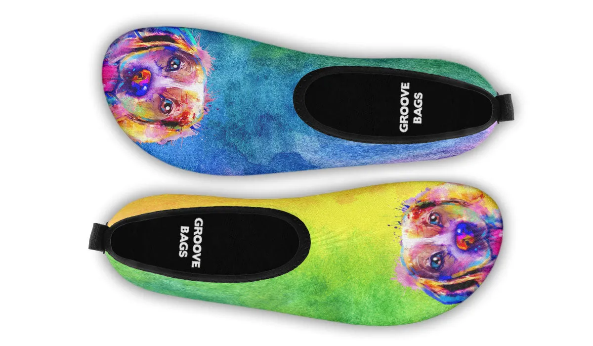 Rainbow Beagle Aqua Barefoot Shoes