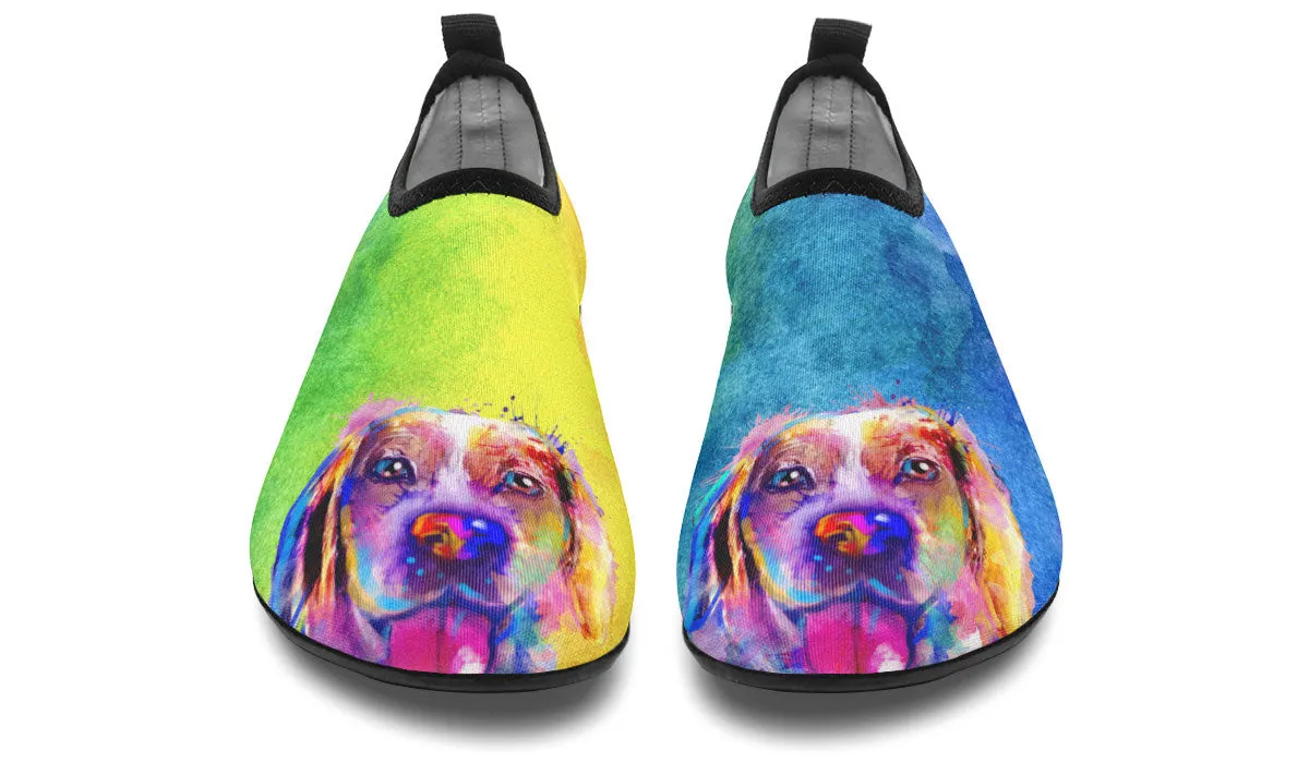 Rainbow Beagle Aqua Barefoot Shoes