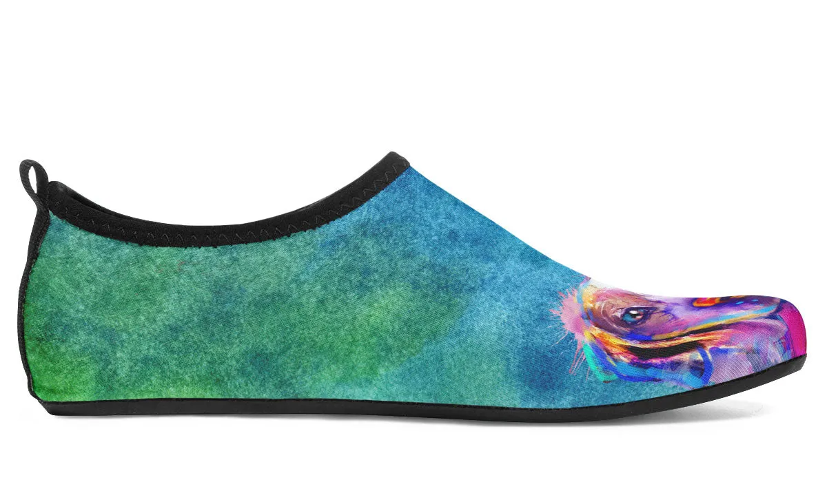 Rainbow Beagle Aqua Barefoot Shoes