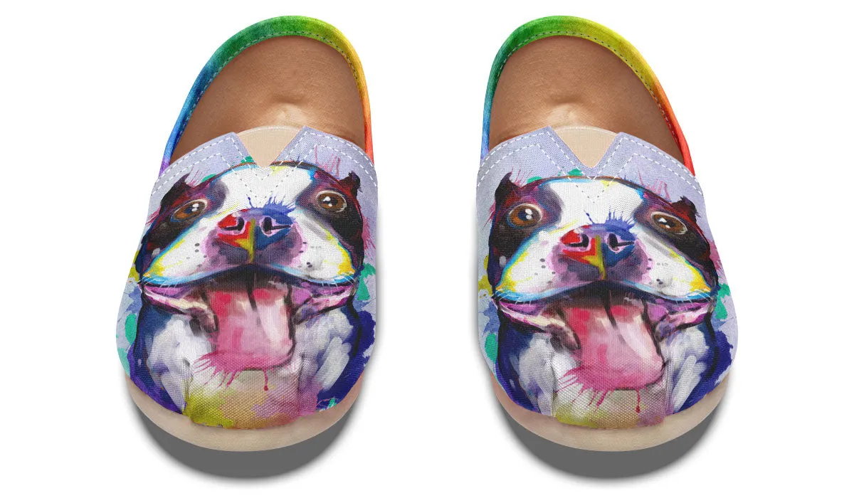 Rainbow Boston Terrier Casual Shoes