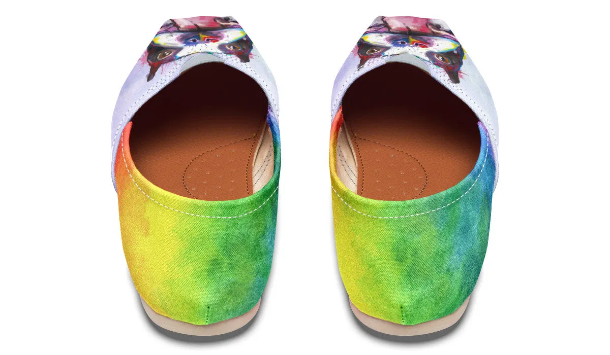 Rainbow Boston Terrier Casual Shoes