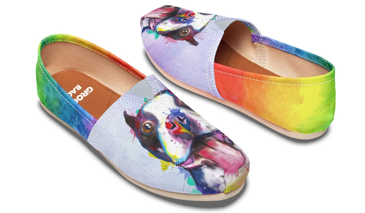 Rainbow Boston Terrier Casual Shoes