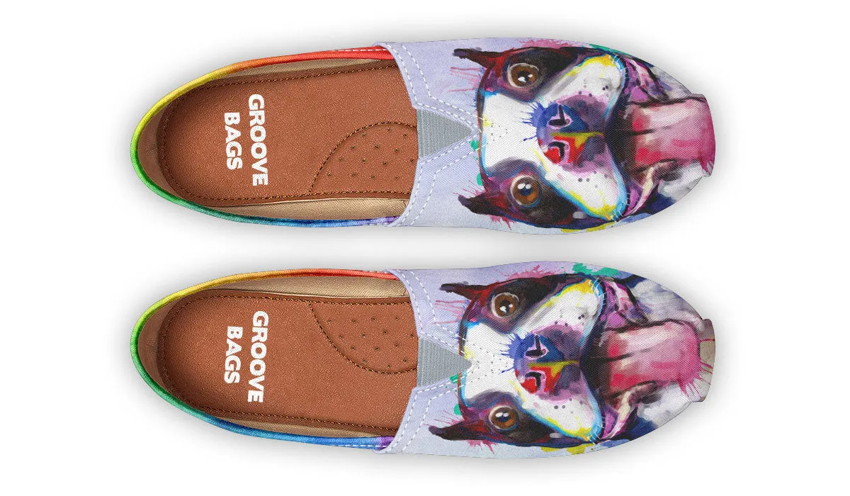 Rainbow Boston Terrier Casual Shoes