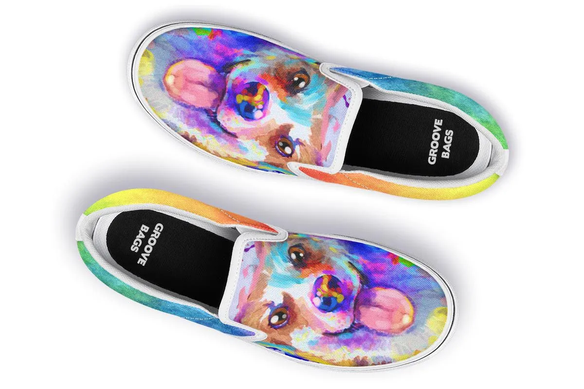 Rainbow Corgi Slip-On Shoes