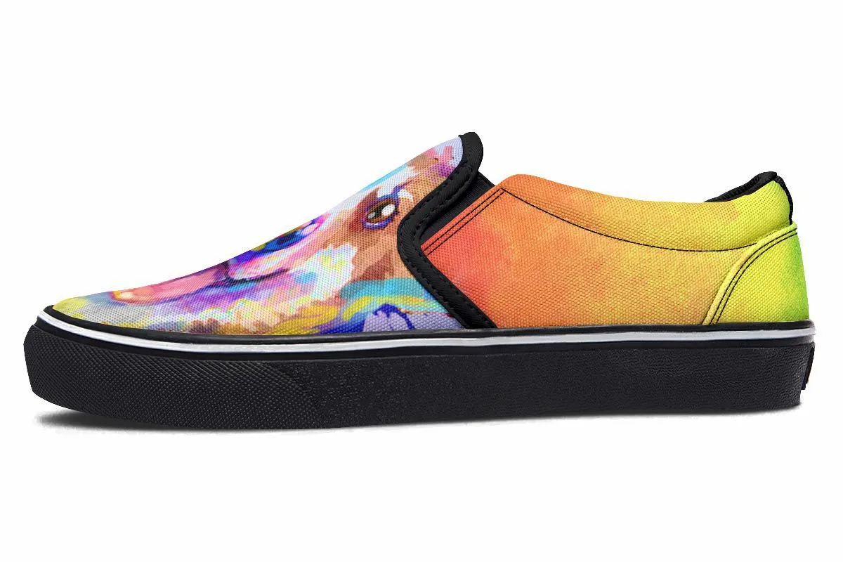 Rainbow Corgi Slip-On Shoes