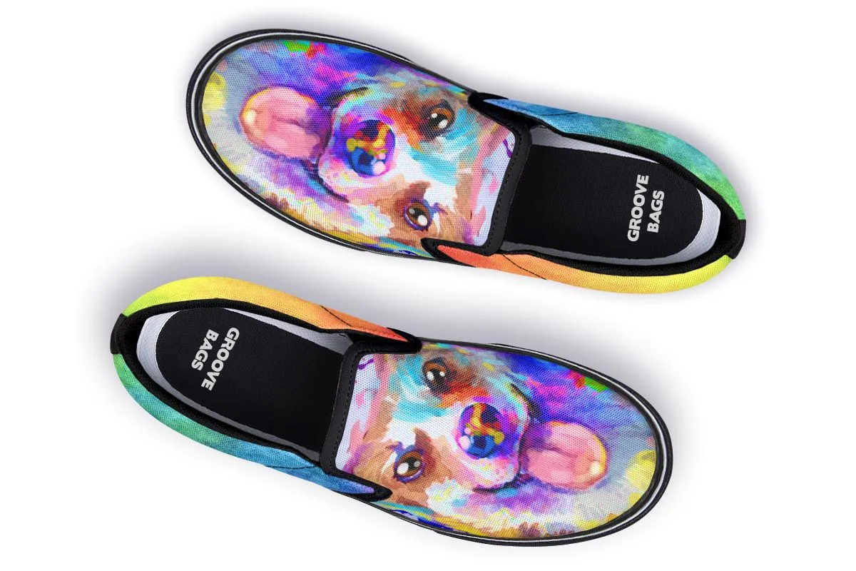 Rainbow Corgi Slip-On Shoes