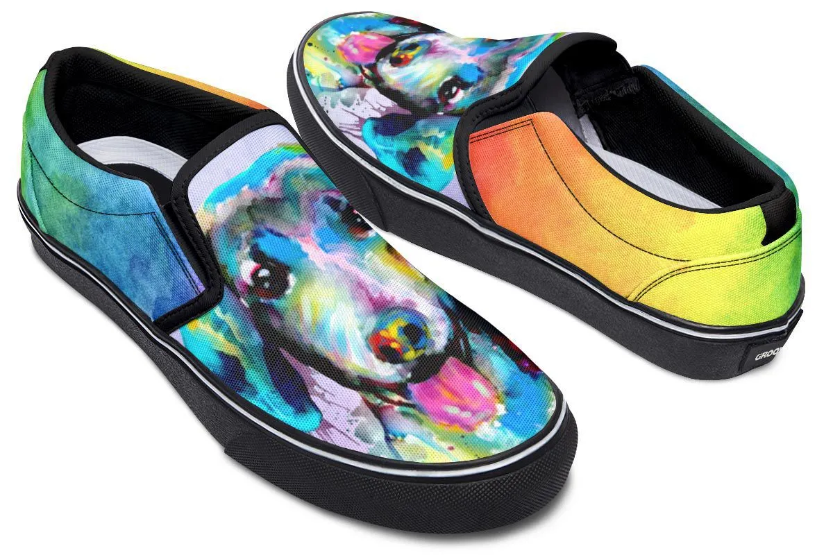 Rainbow Dachshund Slip-On Shoes