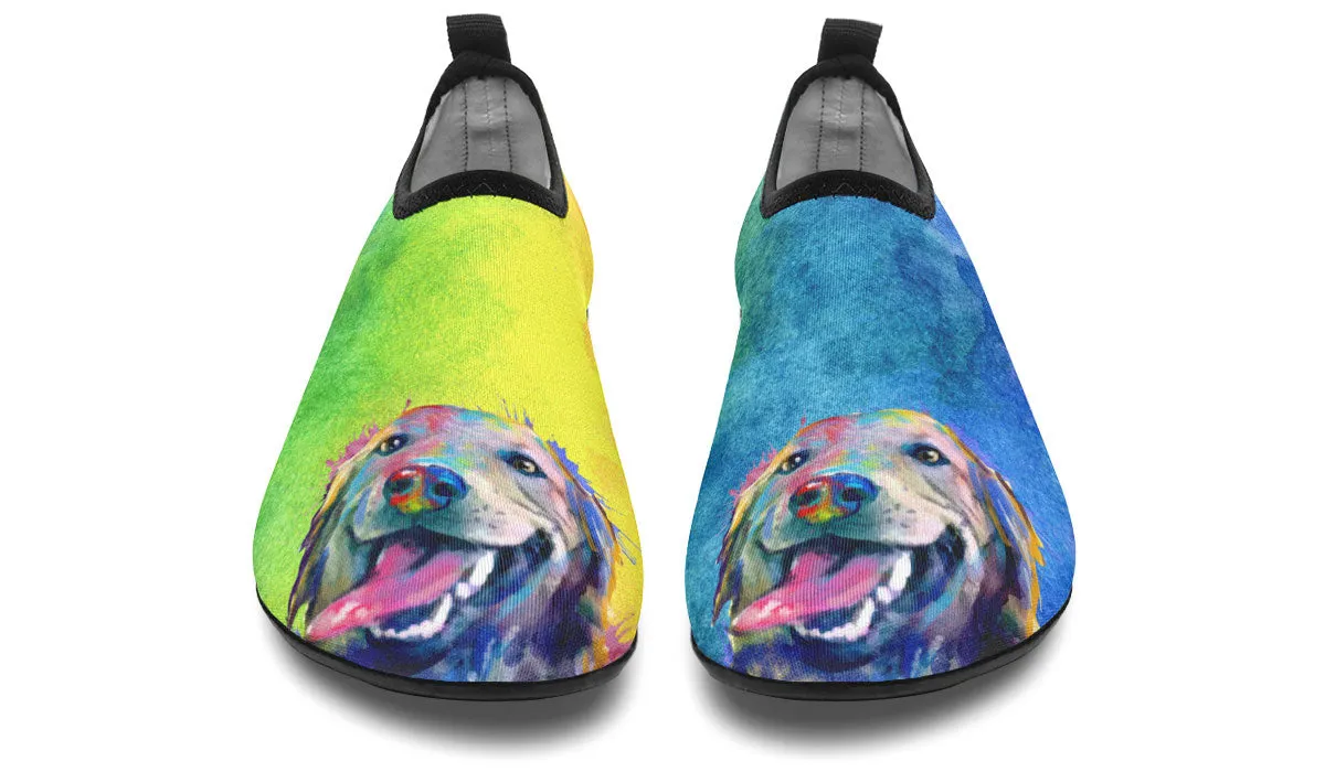 Rainbow Golden Retriever Aqua Barefoot Shoes