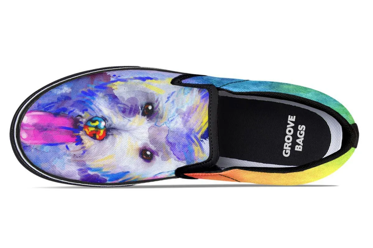 Rainbow Westie Slip-On Shoes