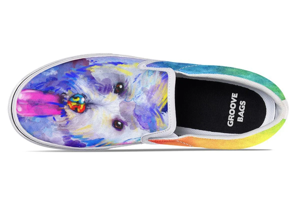 Rainbow Westie Slip-On Shoes