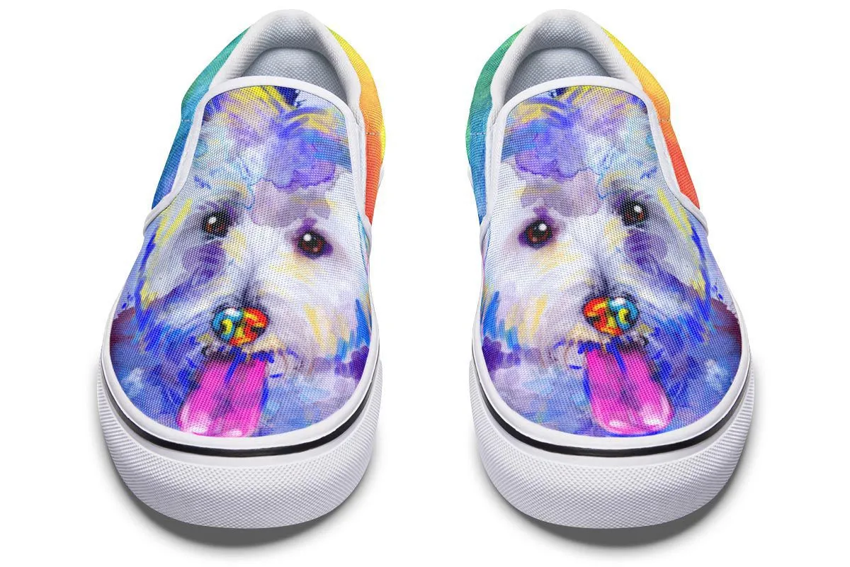 Rainbow Westie Slip-On Shoes