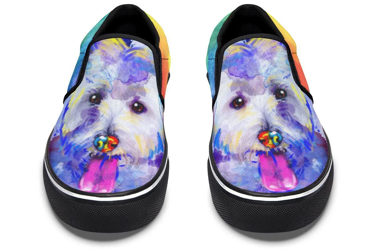 Rainbow Westie Slip-On Shoes