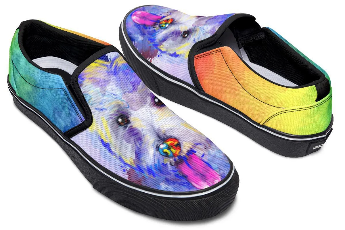 Rainbow Westie Slip-On Shoes