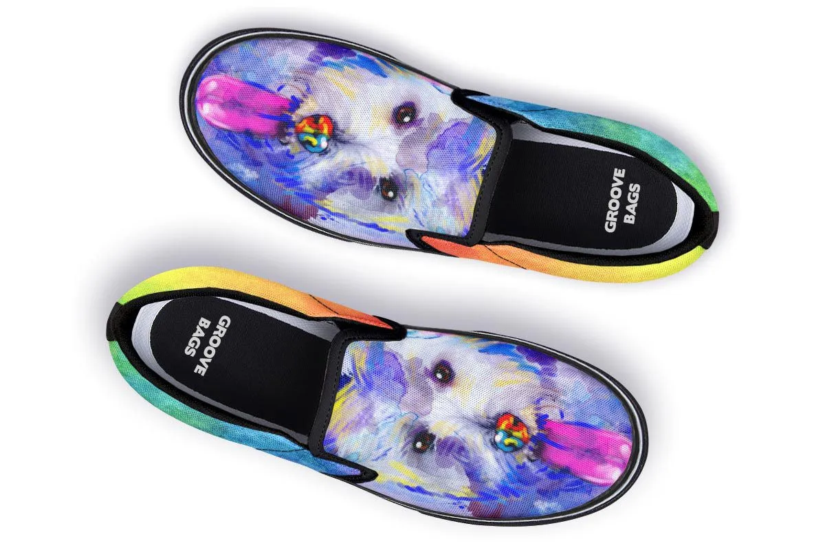 Rainbow Westie Slip-On Shoes