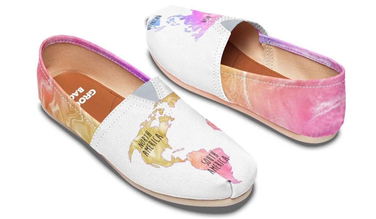 Rainbow World Map Casual Shoes